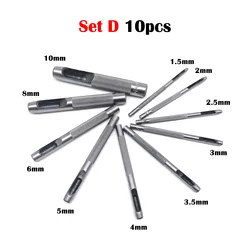 Precision Steel Hollow Punch Tool Set for Leather Craft and Accessories (Set D 10pcs)