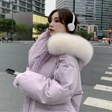

ZOUXO Down Padded Coat Women 2022 New Fashion Korean Version Winter Outwear Large Fur Collar Thick Long Padded Jacket