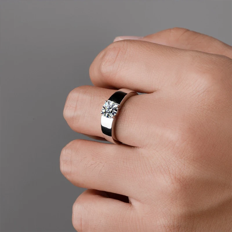 NeeTim Moissanite Banda de Casamento Masculina, Anéis