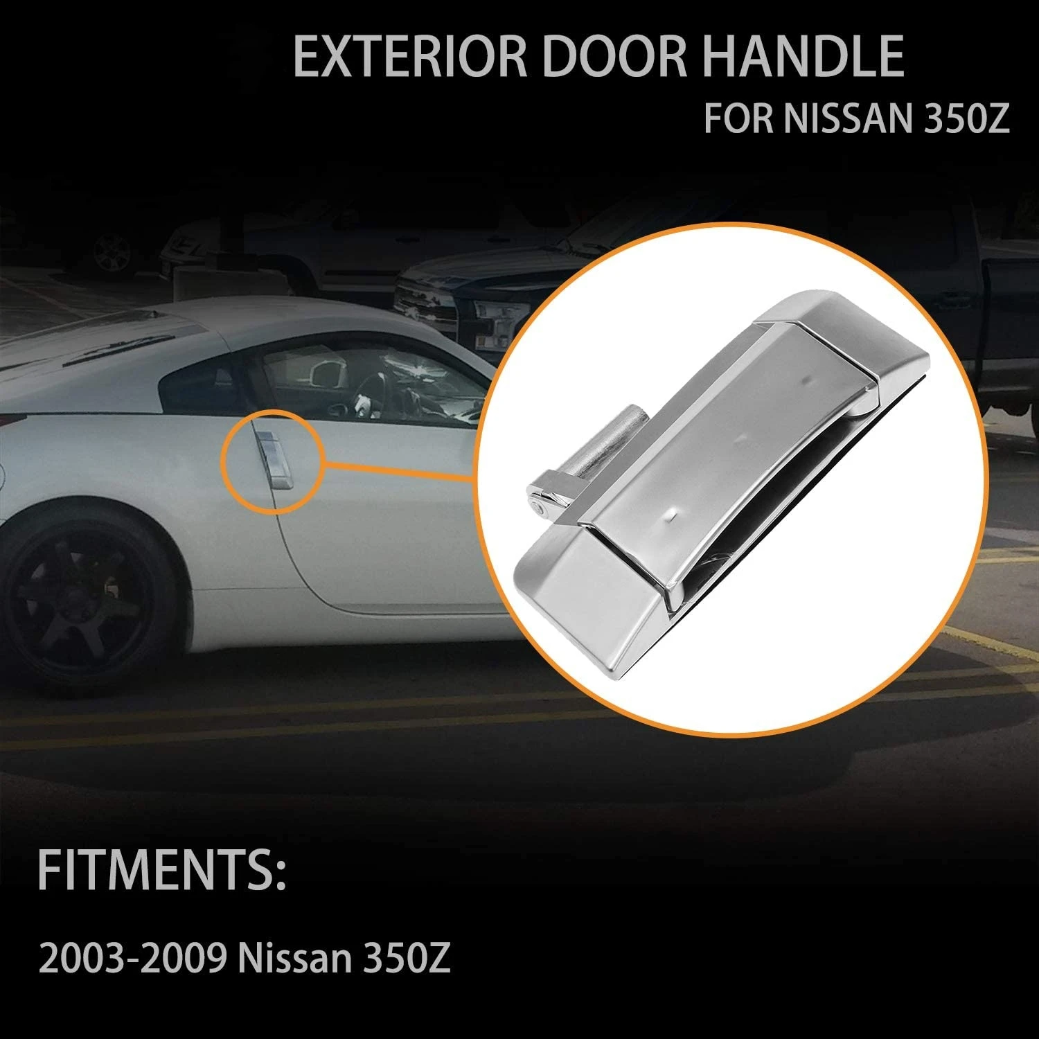 Punhos exteriores da porta esquerda e direita, preto, cabidos para 2003-2009 Nissan 350Z, OE # 80607-CD40B, 80606-CD00B