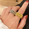 8/10mm  HipHop Watch Chain Band Ring Men Women Rose Gold Color Stainless Steel Strap Watchband Style Wedding Rings Jewlery 1