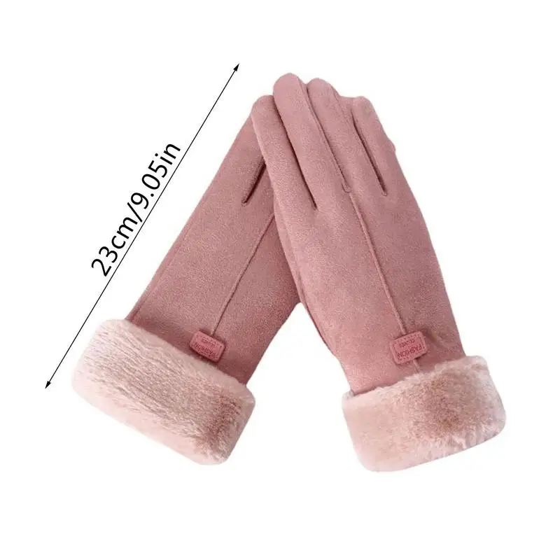 Gloves For Women Cold Weather Warm Touchscreen Windproof Gloves Outdoor Thick Plush Motorcycle Cycle GlovesThermal Fleece