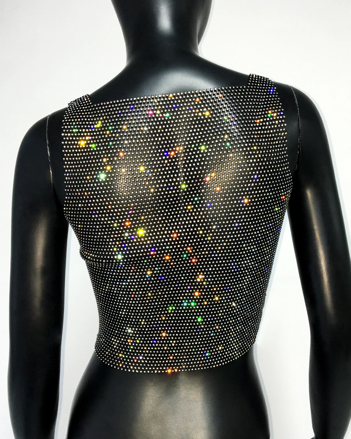 Aushöhlen Strass Kette Leibchen Für Frauen Sommer Sexy Durchsichtig Fishnet Mesh Tank Top Strand Party Club Crop Tops Neue – Detail 12