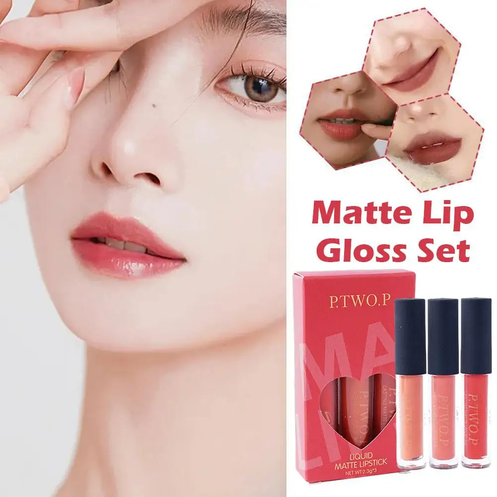 

Liquid Lipstick Matte Lip Gloss Cosmetic Lightweight Cosmetic Long Kit Lip Glosses 3pcs Lasting Nude Glaze Makeup Waterproo Q8S4