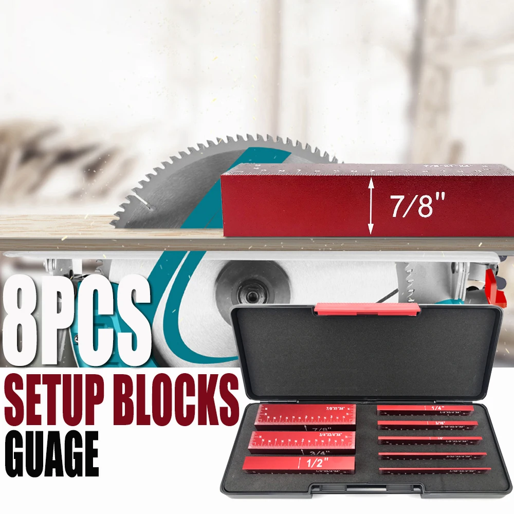 8Pcs Gauge Block Set Aluminum Alloy Height Gauge Block High Precision Setup Bars Portable Testing Gauge Block Measuring Tool