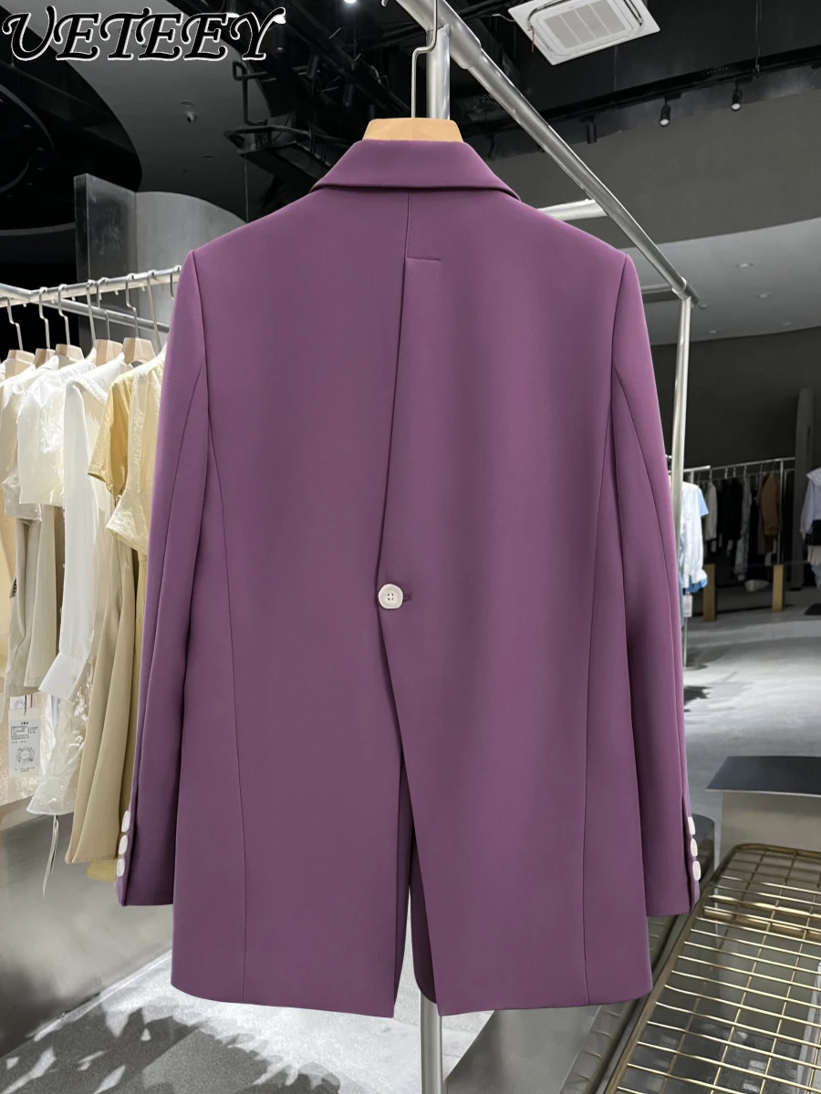 

Western Style Business Purple Suit Coat Women's Design Sense Niche 2024 Spring and Autumn New Back Slit Blazer Casacos Feminino