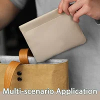 Sac de rangement en cuir PU, sac de rangement à fermeture automatique, sac à main étanche, ligne de chargement d'écouteurs portables, sac de bijoux de rouge à lèvres cosmétique 4