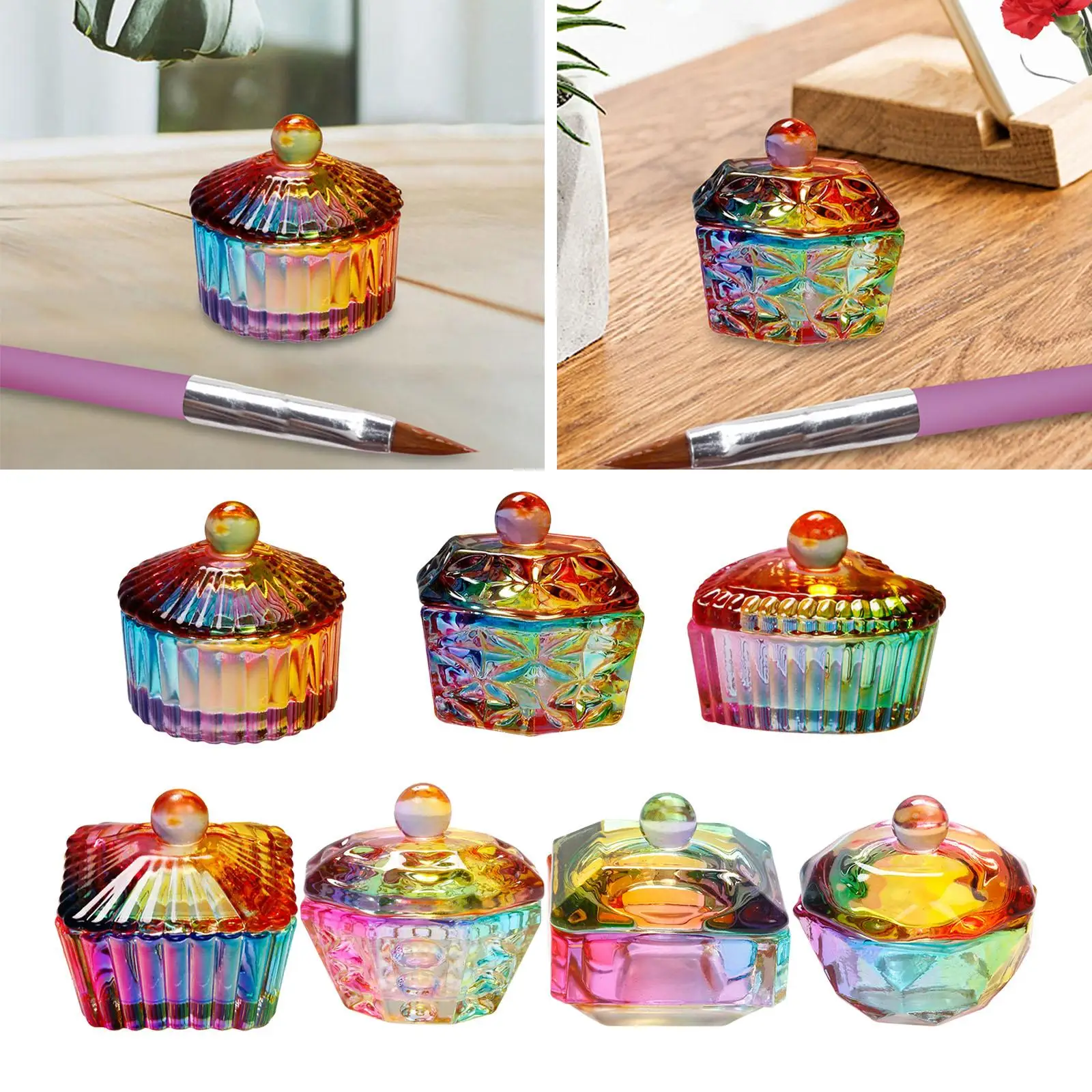 Nail Art Dappen Dish with Lid Glassware Tools Dappen Bowl for Acrylic Liquid Powder Nail Art Care Manicure Care Tools 3