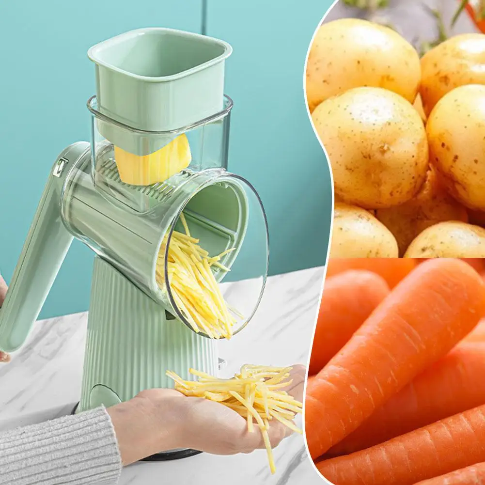 5 In 1 Rotary Cheese Grater Handle Manual Grinder Vegetable Nuts Shredder Strong Base Slicer Suction Y6O3