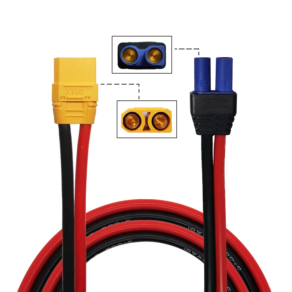 

Переходник XT90 «Мама»-«мама» EC5 с силиконовым удлинителем 10AWG, 35 см