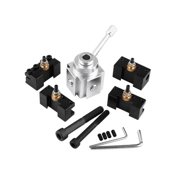 Lathe Tool Post Holder Set Aluminum Alloy Quick Change Mini Lathe Tool Post and Holder Kit Lathe Accessary 1