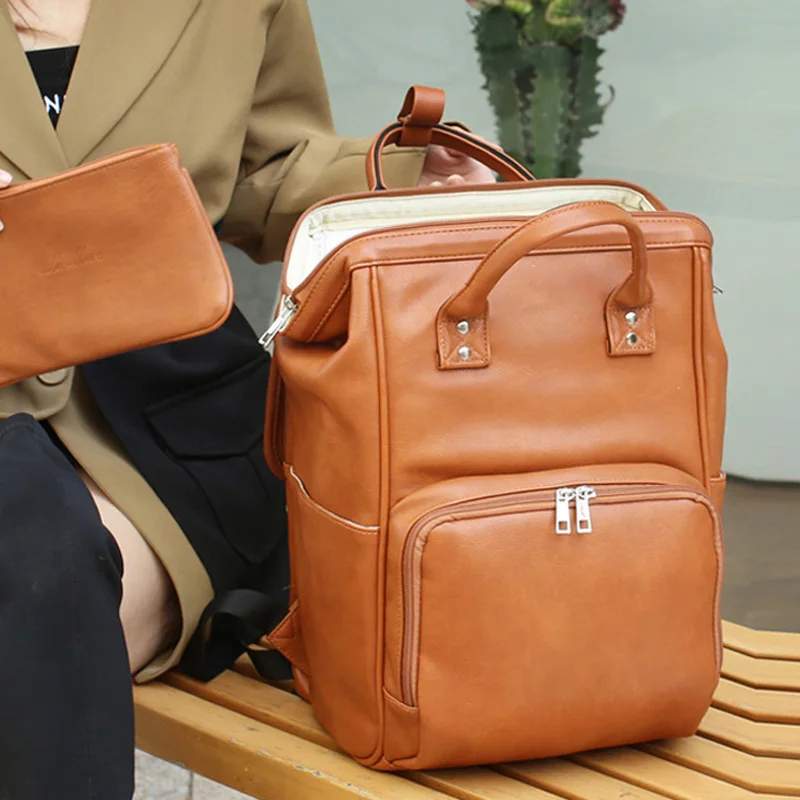 

Pu Leather Diaper Bag Backpack Waterproof Maternity Bag for Stroller Baby Mummy Bags PU Nappy Bag Large Capacity Bottle Bag