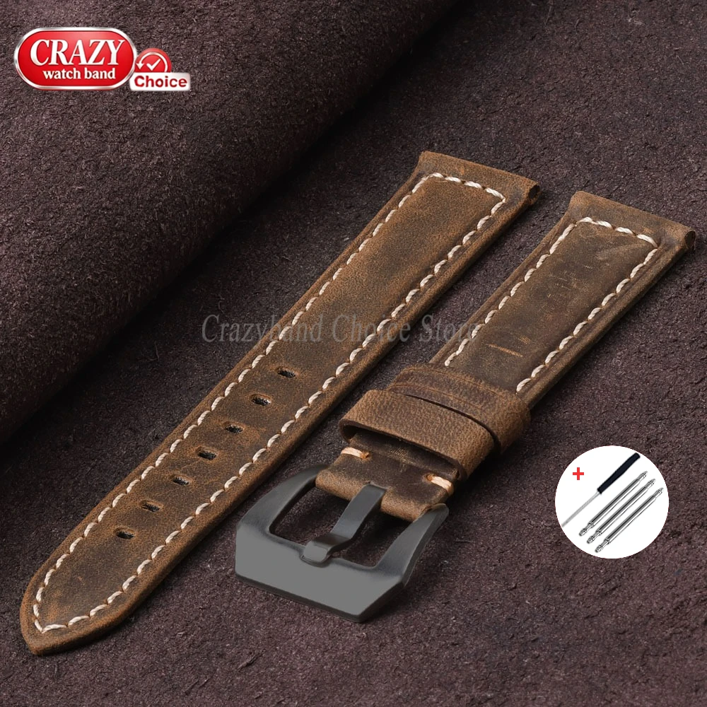 Calfskin Leather Sport Watch Band - Crazy Horse Finish, Universal Fit