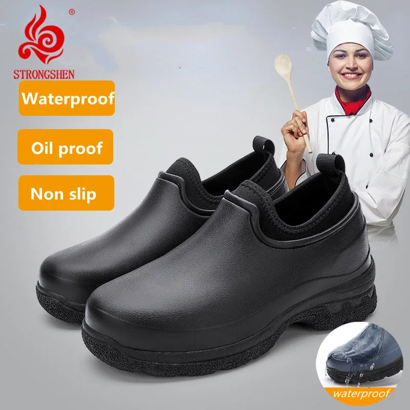 STRONGSHEN Men Kitchen Shoes Outdoor Platform Chef Shoes Water proof OilProof Restaurant Work Shoe Non-slip Fishing Shoes Unisex