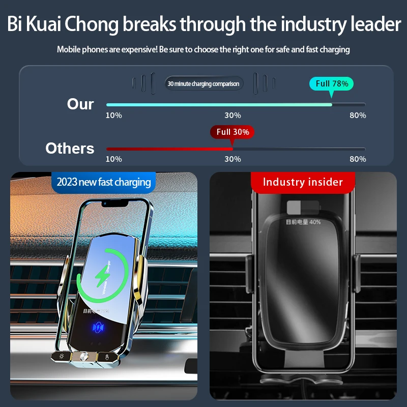 Magnetic Wireless Car Charger with Automatic Fast Charging & Infrared Induction