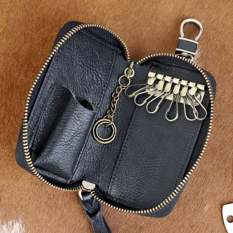 Simple Cowhide Men Women Key Card Holder House Keychain Bag Coin Purse  Organizer Car Key Case Pouch Multifunction Mini Wallet - AliExpress