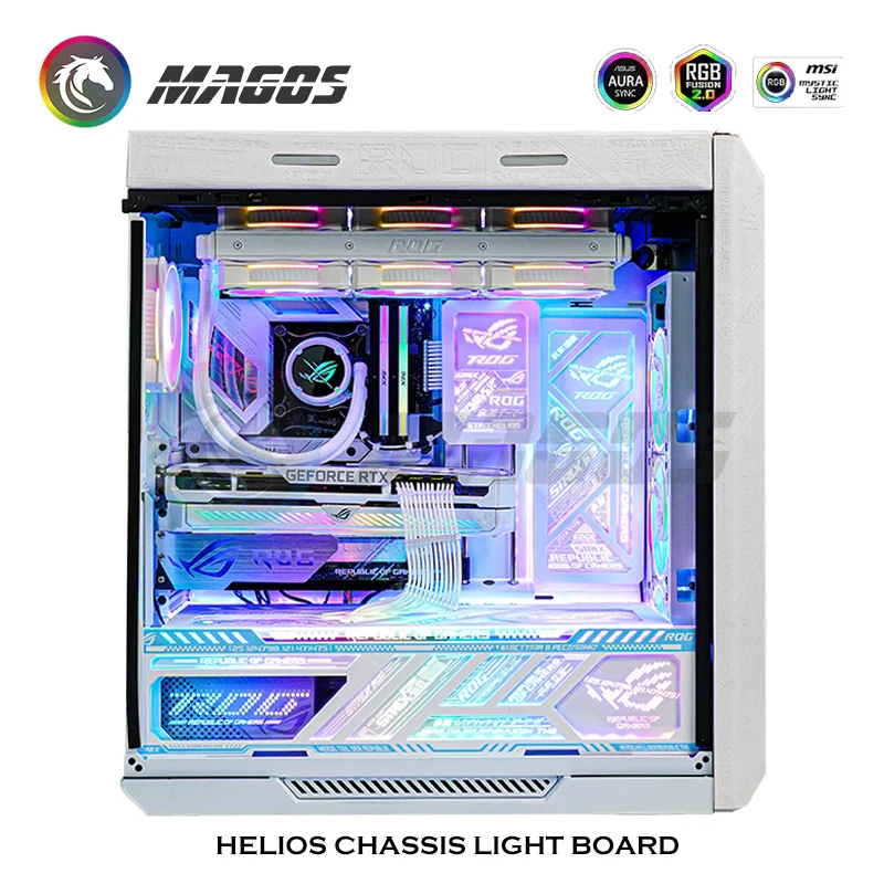 com Placa de Iluminação Rgb Placa Traseira para Asus Rog Strix Helios m b Sync 5v Argb Espelho uv Personalização Case - Imagem 6