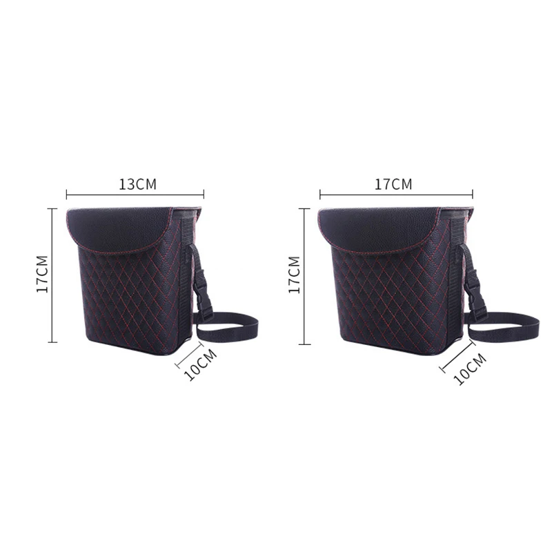 2 Sizes Waterproof PU Leather Car Trash Can Bin Auto Accessories Hanging Car Organizer Box Built-in Removable Plastic Bucket