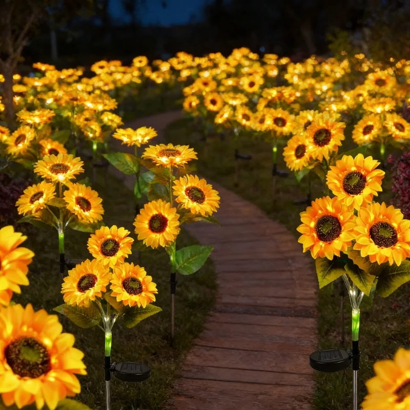Solar-Powered Sunflower Garden Lights – Yellow Flower Lawn Lamps