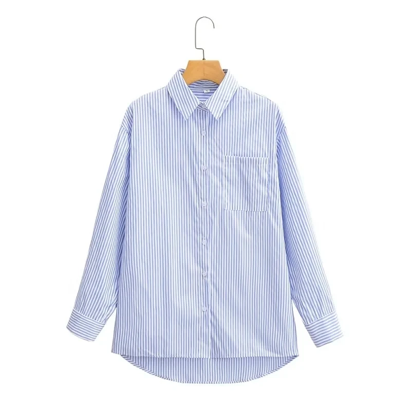 Maxdutti Japanese Style Fashion Striped Cotton Blouse Shirt Casual Long Sleeve Blouse Women Tops