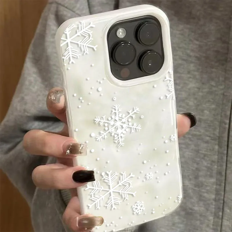 Elegant Snowflake Textured Winter Phone Case - Anti-Drop Soft Cover