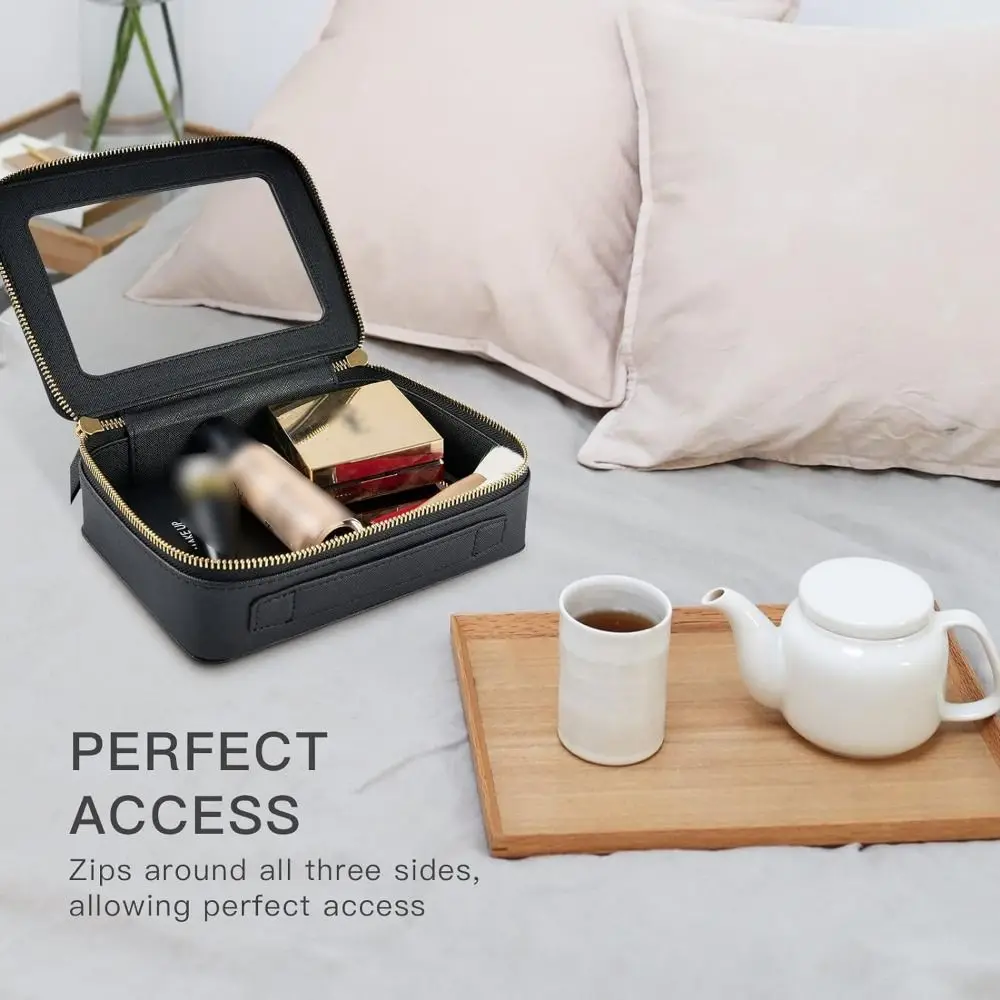 Zipper Clear Makeup Bag Organizer Waterproof Transparent Vinyl Windows Pouch With Handle Portable Large Opening
