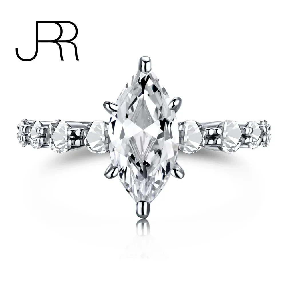 

JRR 100% 925 Sterling Silver Marquise Cut High Carbon Diamonds Gemstone Wedding Engagement Ring Set Fine Jewelry Wholesale