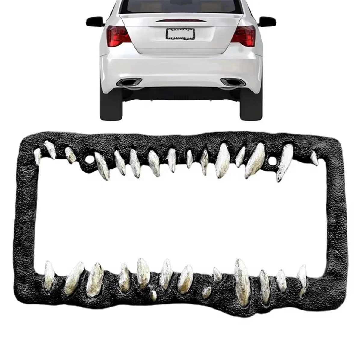 New Car License Plate Frame Horror Teeth License Plate Bracket Car Supplies Front&Rear Exterior Accessories C