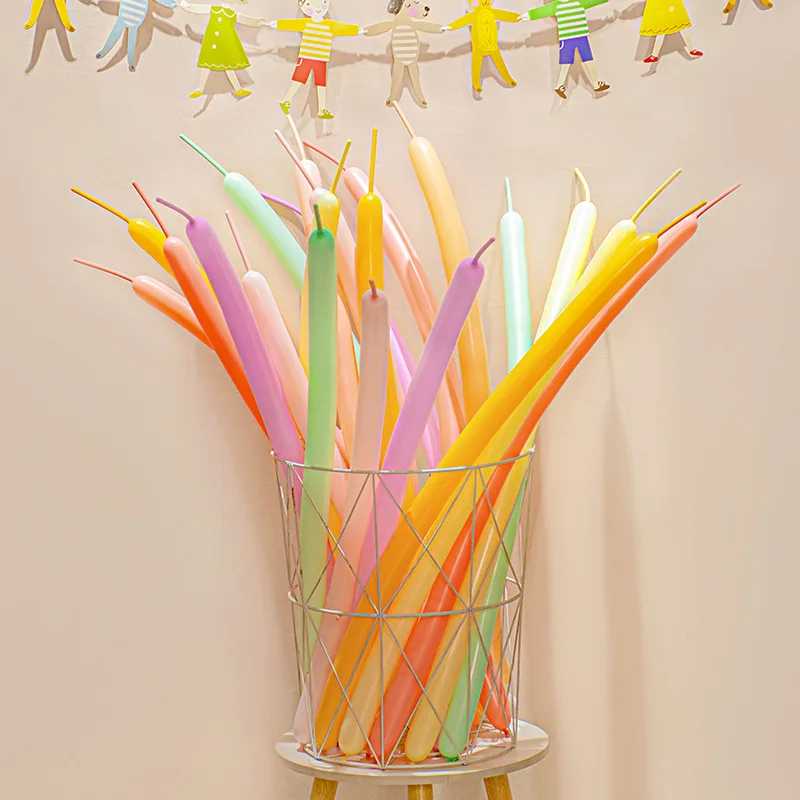 Description Picture 2 of item100pcs Balloon Long Strip Spiral Style Color Latex Gathering Party Birthday Wedding Decoration Balloon Design with Inflator