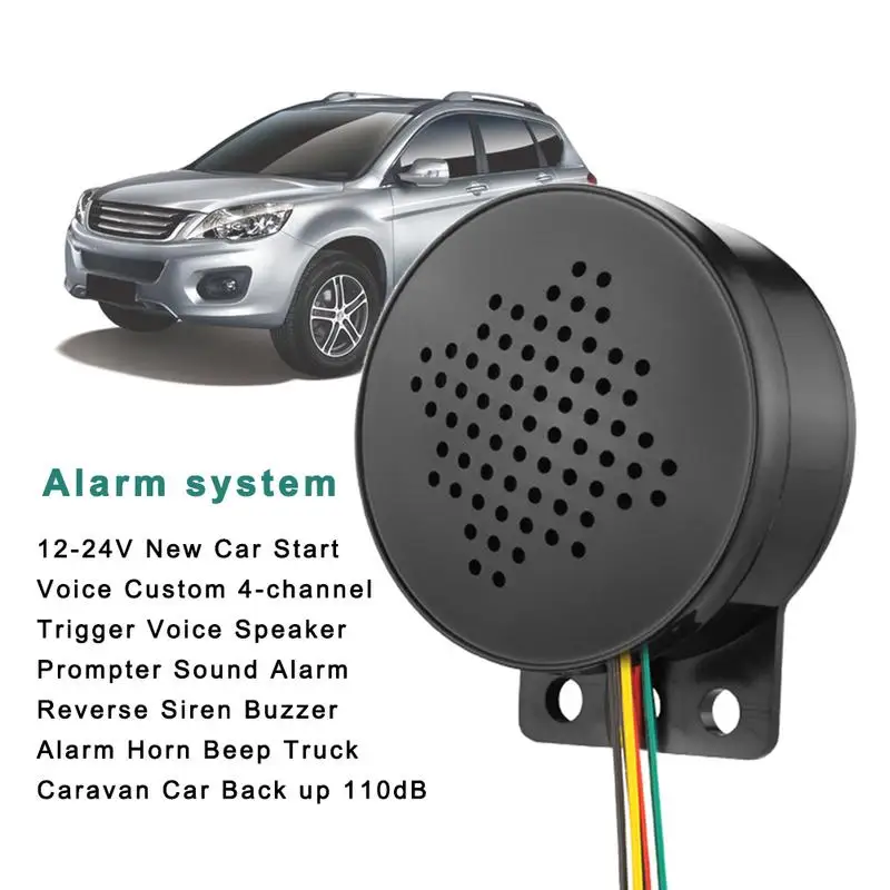 12-24V Car Start Voice Custom 4-channel Trigger Voice Speaker Prompter AC/DC adapter Sound Alarm Reverse Siren Buzzer Alarm Horn