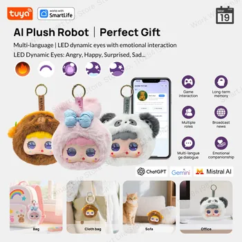 Robot Peluche Intelligente Tuya AI con Occhi LED e Controllo Vocale, Giocattolo Interattivo Intelligente Ricaricabile USB, Compagno per Regali per Bambini/Casa Intelligente