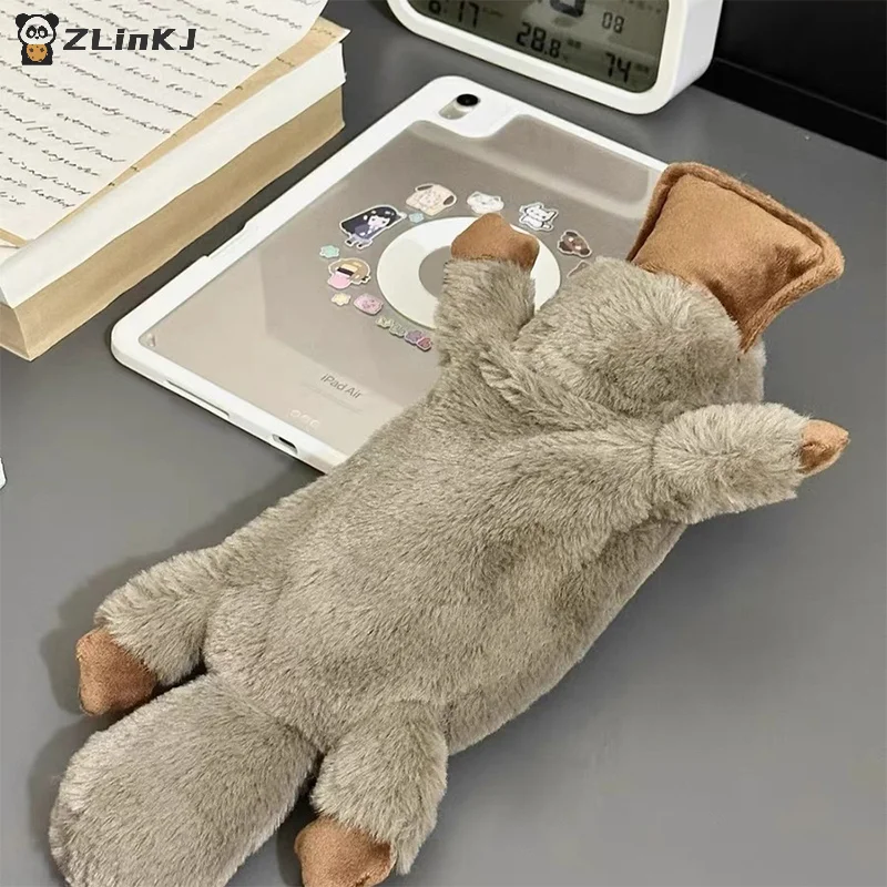 ▶ 1Pcs 귀여운 플래티퍼스 연필 케이스 화장품 가방 플러시 펜 파우치 대용량 보관 가방 학교 용품 문구 상자