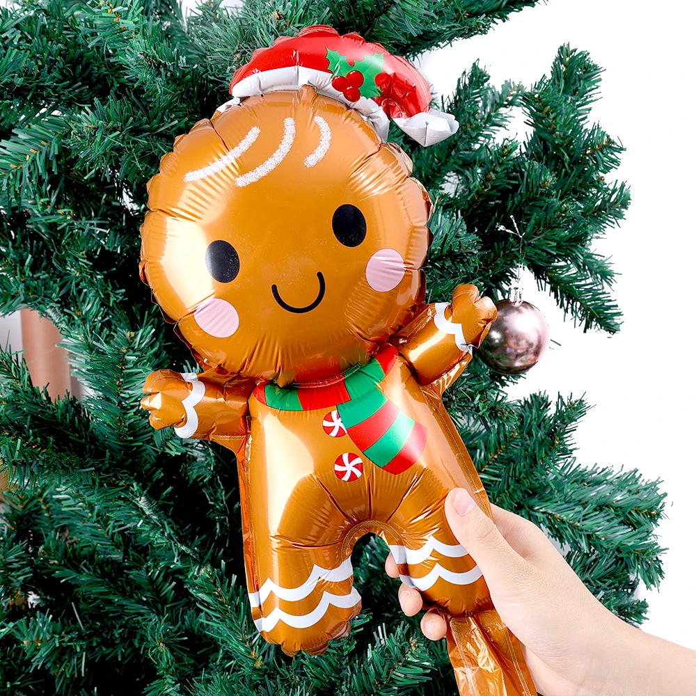Ballons Bonhomme Pain D'épices 154cm - Lot De 2, Aluminium, Décorations Noël Ou Anniversaire - Grande Taille
