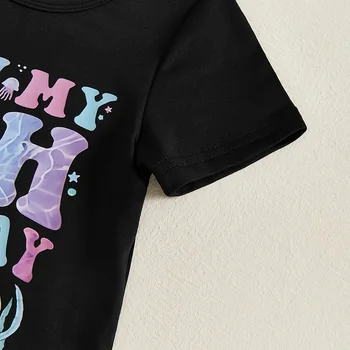 Girls Unicorn Birthday Outfits Rainbow Print Short Sleeve T-Shirt and Sparkly Tulle Skirt Set 2 Piece Clothes for Kids 2