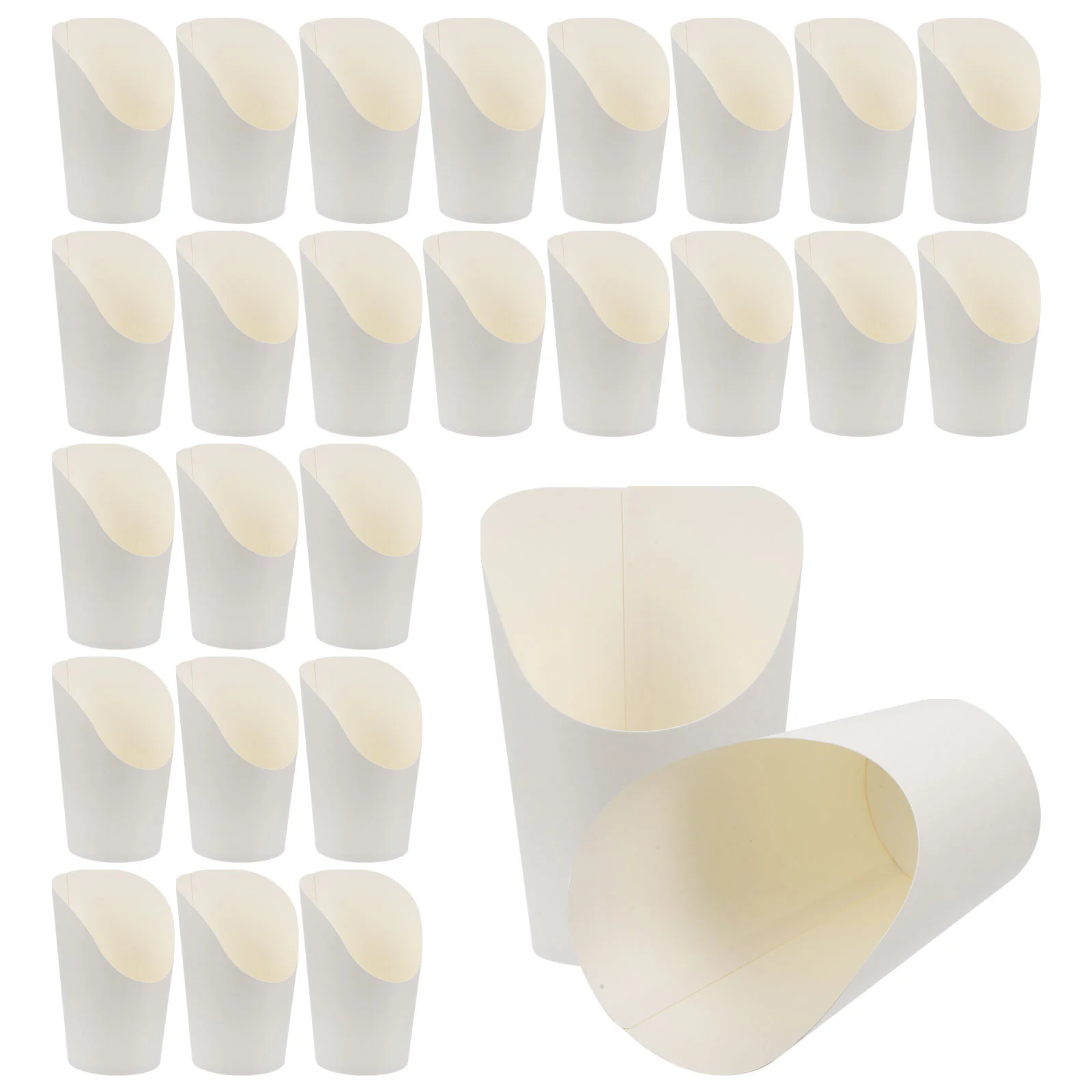 

50 Pcs Snack Rack Slanted Mouth Fries Cup Egg Waffle Ice Cream Box (small White Card Pieces) Paper Cups Containers