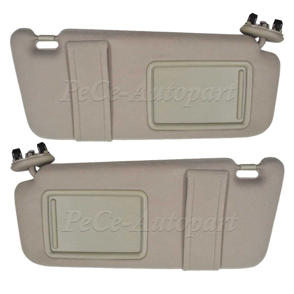 Pair Beige Sun Visor W/ Mirror For Toyota Camry 07-11 W/o Sunroof - View #9