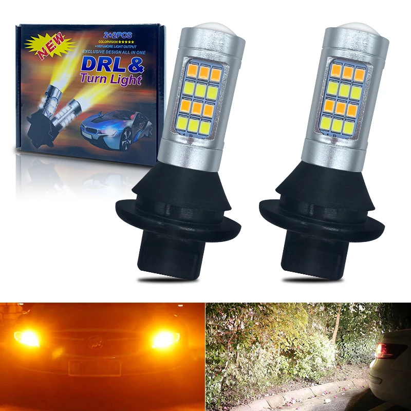 

2PCS Turn Signal DRL 42SMD 1156 BA15S BAU15S PY21W 7440 T20 Canbus Dual-Color Switchback Auto Car Daytime Running Light LED