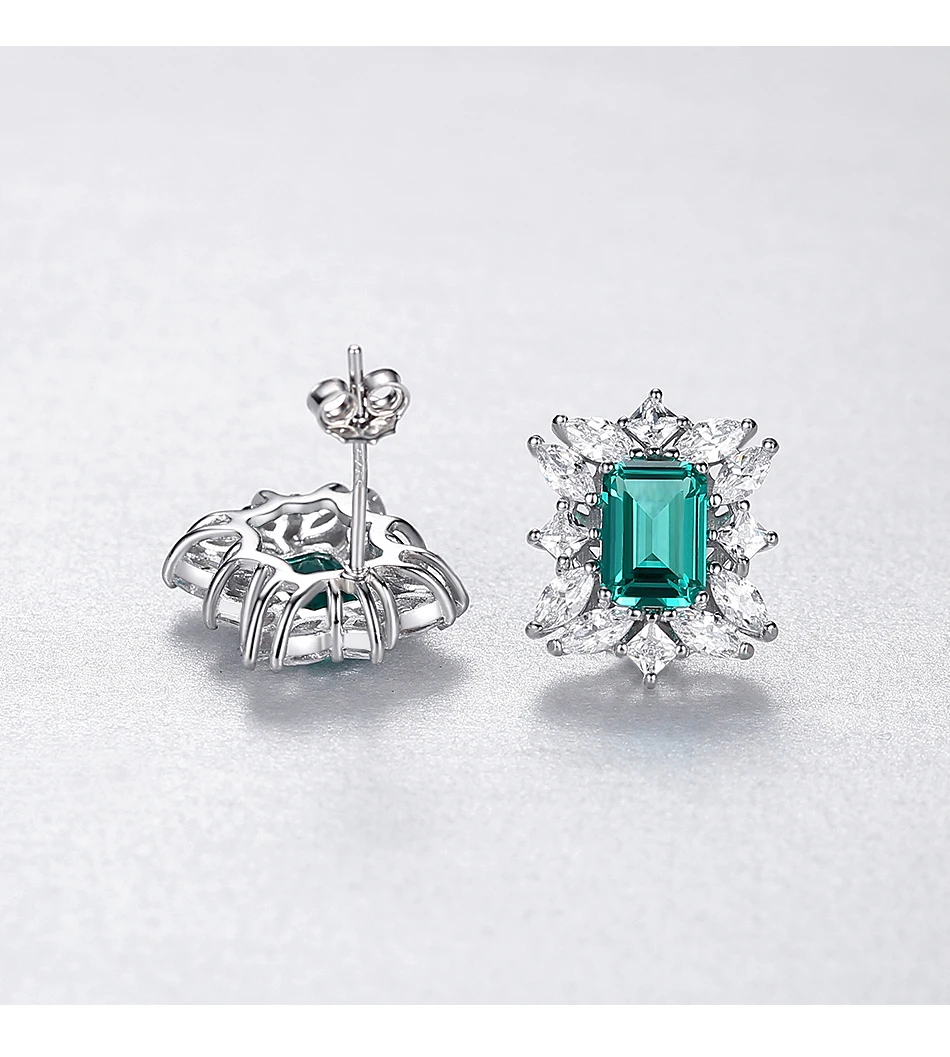 Orecchini a bottone in argento sterling con topazio verde di tendenza per donne Insoliti zirconi cubici da sposa di lusso_voghion.com