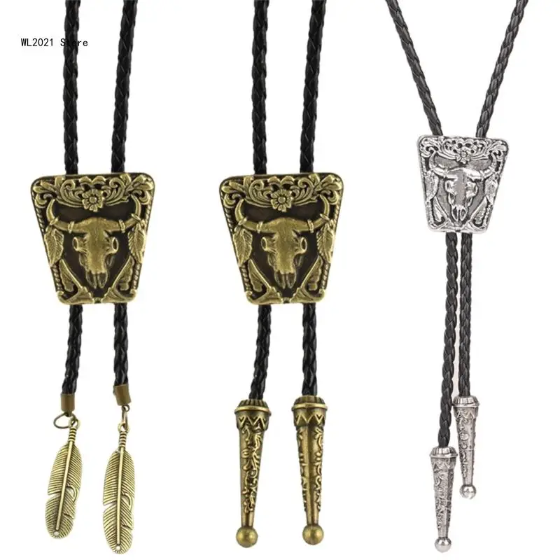 

Cool Bolo Tie Necktie Western Cowboy Necktie Necklace Male Costume Accessory
