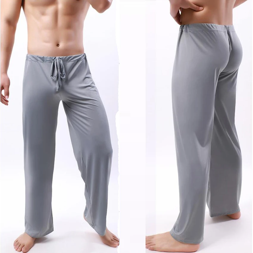 Pajama Pants Men Ice Silk Soft Sleeping Bottoms Nightwear Sleepwear Trousers Casual Loose Breathable Underwear