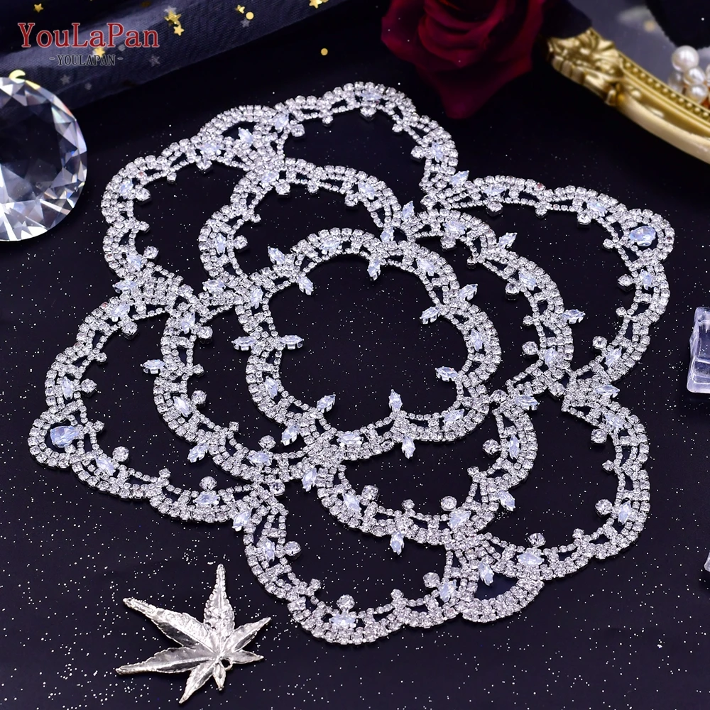 Zircon Wedding Headpiece Big Flower Shape Woman Headdress Bridal Hair Accessories Brides Hair Ornament Headband TOPQUEEN HP480 hair accessories bridal hair accessories