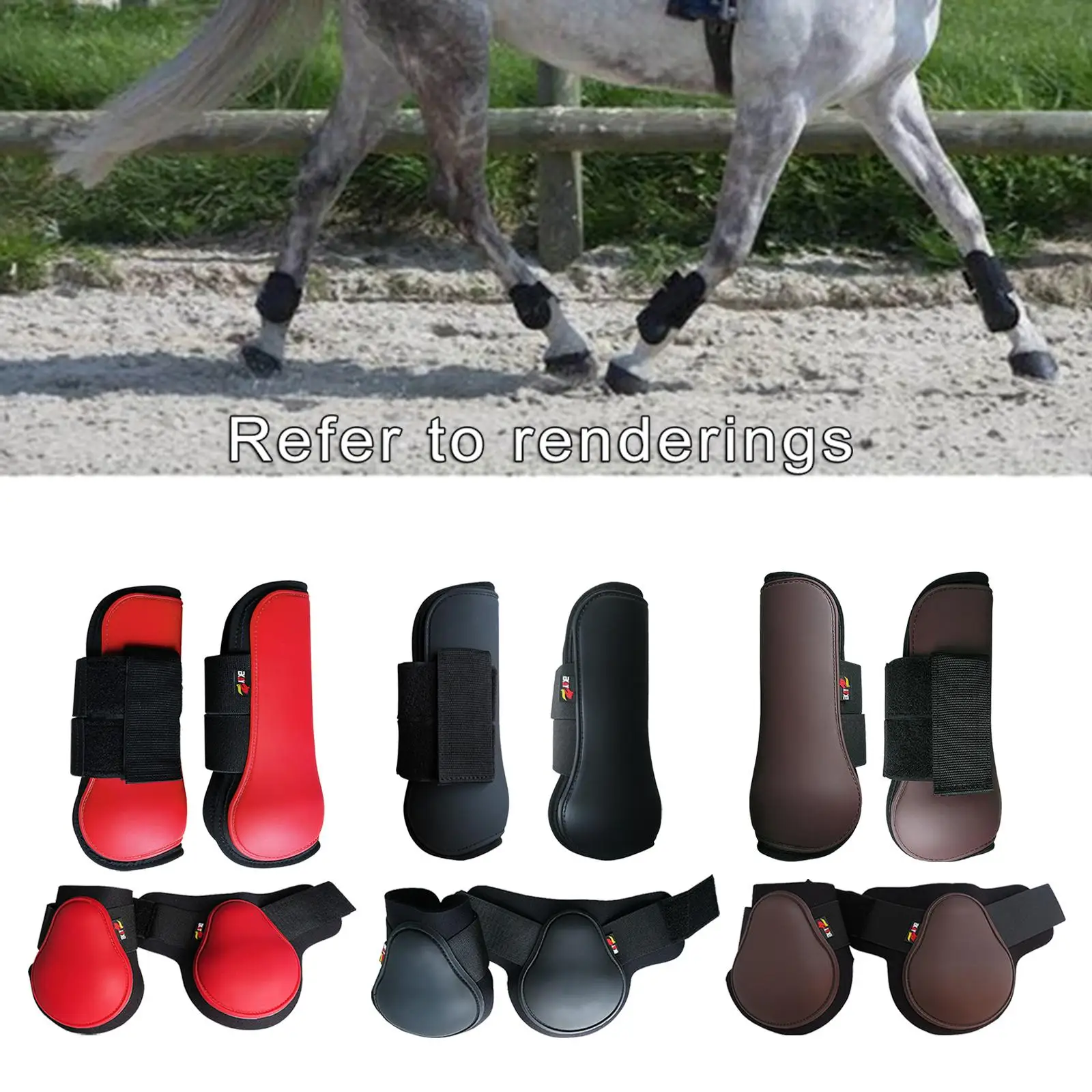 Front Hind Leg Boots Adjustable Horse Equine Guard Tendon Protection Guards 2
