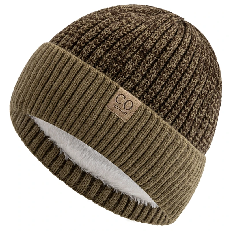 Unisex Two-Tone Fur-Lined Fashion Beanie - Warm Knitted Winter Hat