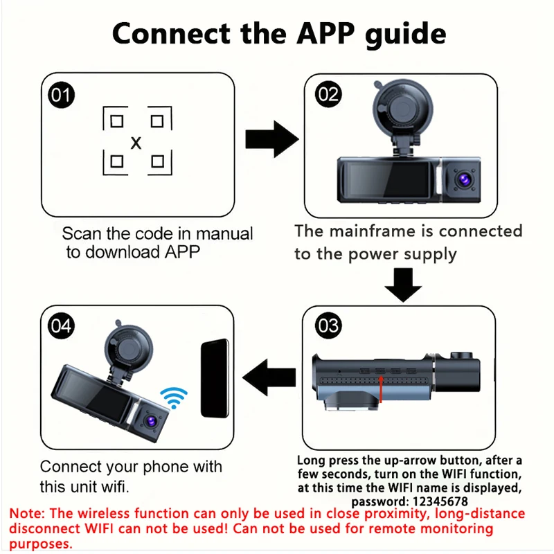 Ultra-Clear 4K Three-Camera Car Recorder, with Continuous Recording Function, and Optional 32g Memory Card
