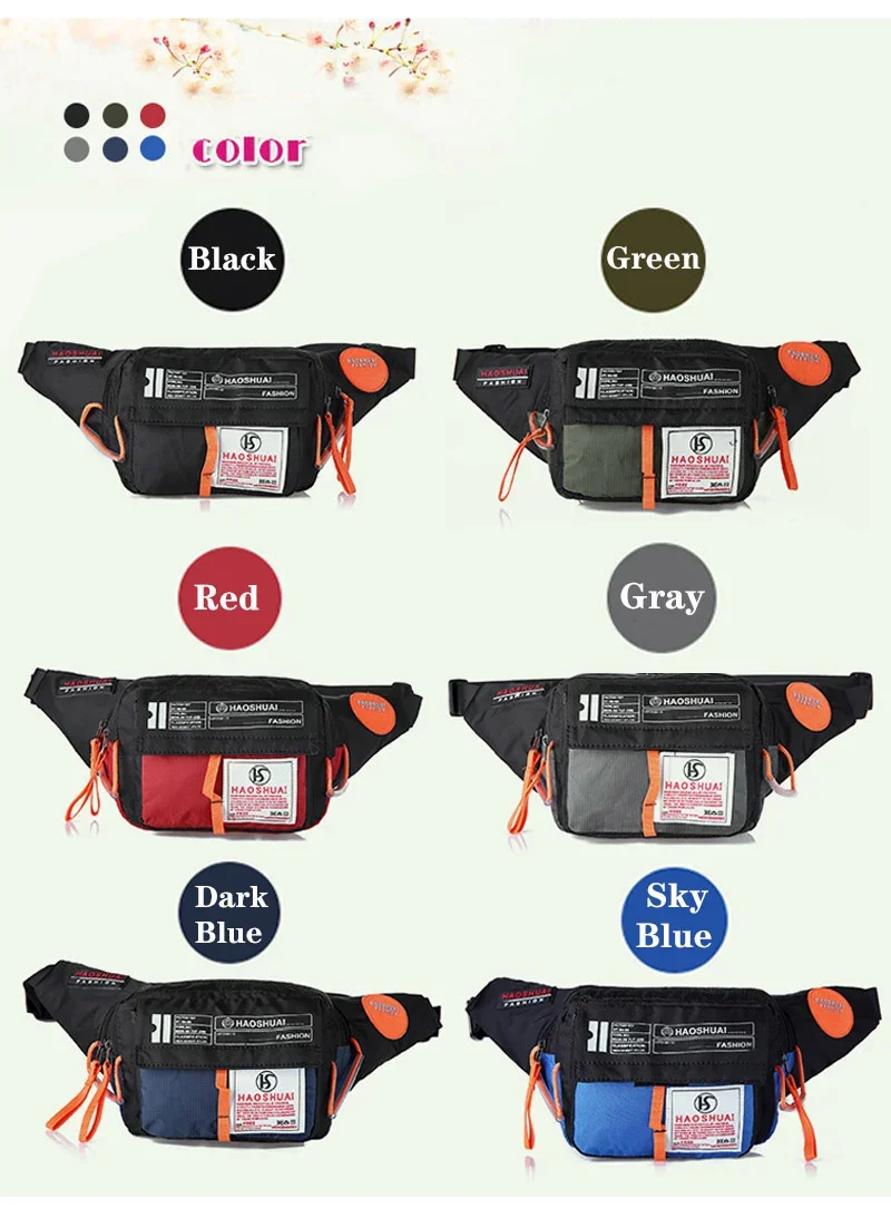 Men Waterproof Nylon Fanny Pack Waist Bag Belt Messenger Shoulder