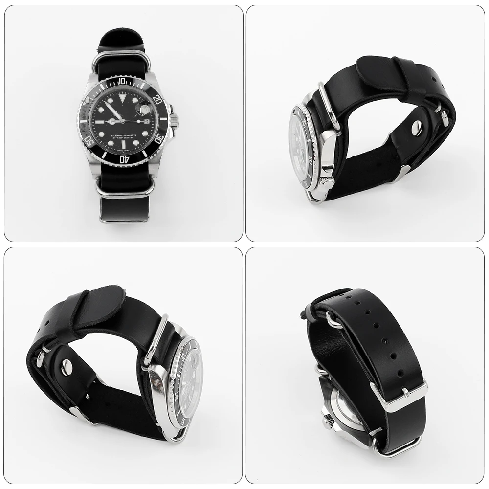 Premium Leather Watch Strap with Stainless Steel Buckle - Universal Replacement Strap