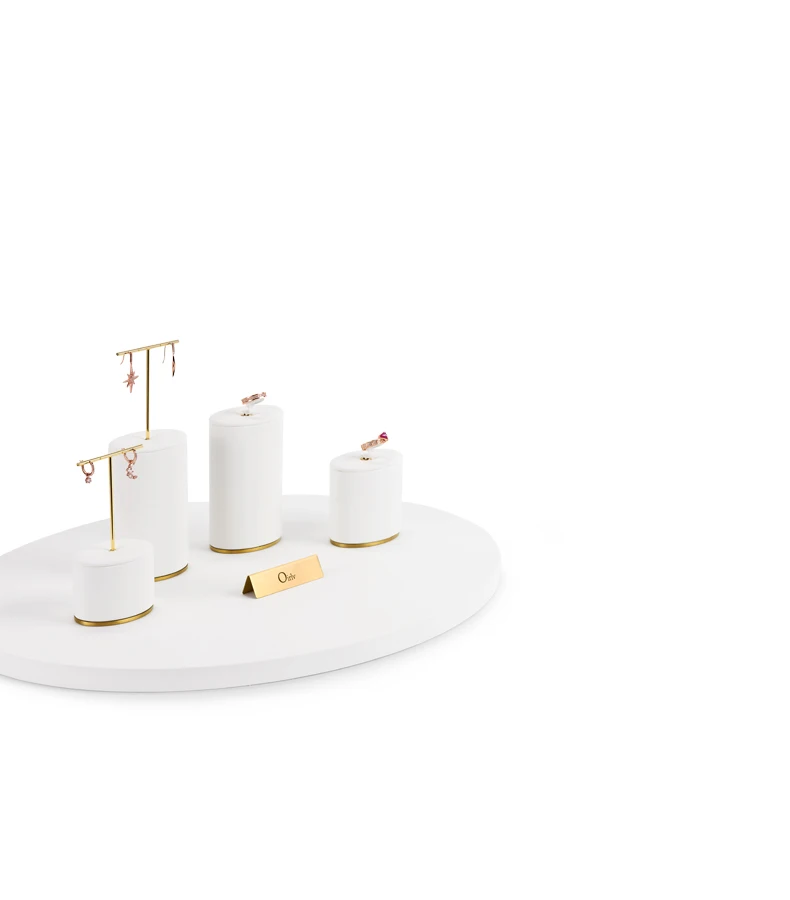 Oirlv Weiß PU Leder Schmuck Display Set für Halskette Ohrringe Ring Shop Fenster Ausgestellt Requisiten – Detail 9