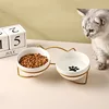 Ceramic Bowl Kitten Puppy Ceramic Bowl 500ML Pet Water Feeder Cat Food Feeding Dish Dispenser with Raised Stand Cat Accessories 3