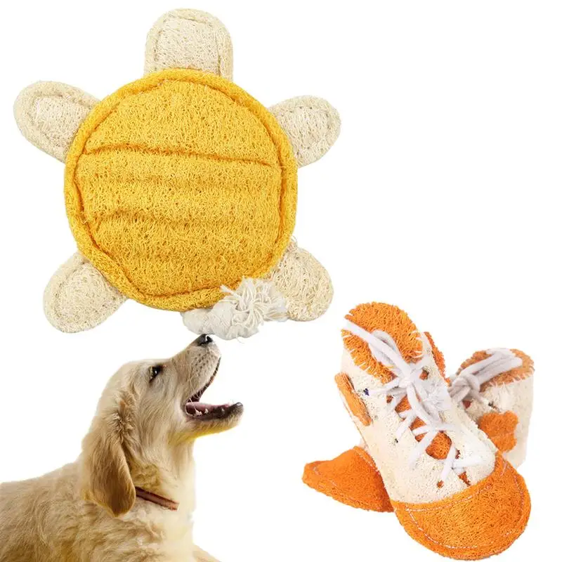 

2PCS Loofah Sponge Puppy Teething Toy Pet Interactive Toy Bite Resistant Funny Dog Chew Toy Pet Supplies Dog Training Toys