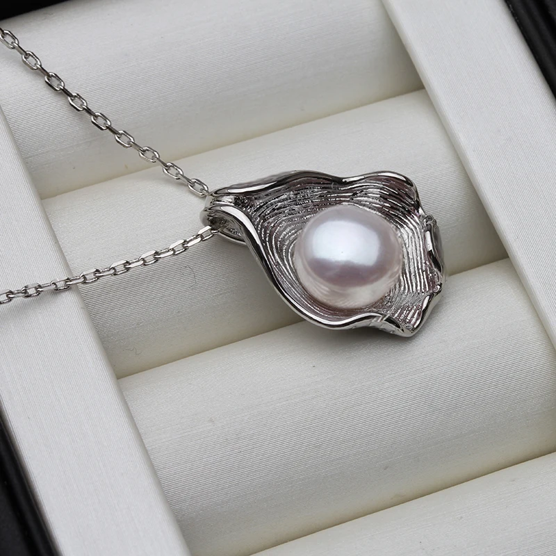 White Natural Freshwater Water Drop Pearl Pendant 925 Silver Necklace 45cm For Women Girl Gift pendant necklace,silver necklace